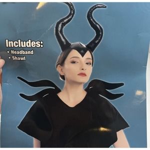 NWT Spooktacular Creations Maleficent Costume One Size Black Shawl Headband